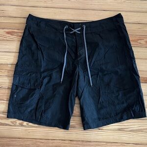 Columbia Black Cargo Swim Trunks with Drawstring